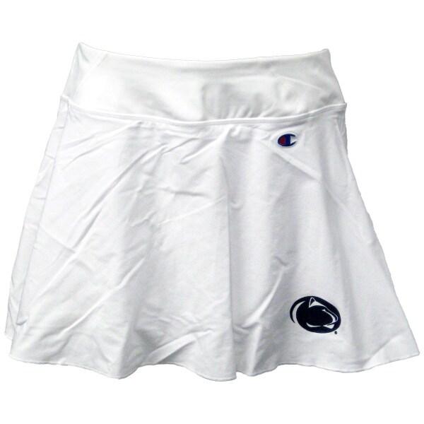 women's white skort with screened Penn State Athletic Logo on lower left side